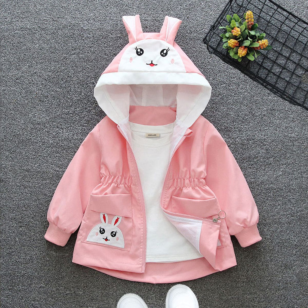 Girls Pink Cartoon Printed Long Sleeve Jackets Coats & Jackets Pink 1-2 Y 