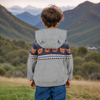 Boys Grey Long Sleeve Jacquard Fur Lined Sweater Sweaters & Cardigans   