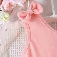 Girls One Shoulder Fit & Flare Dress With Bow Casual Dresses   