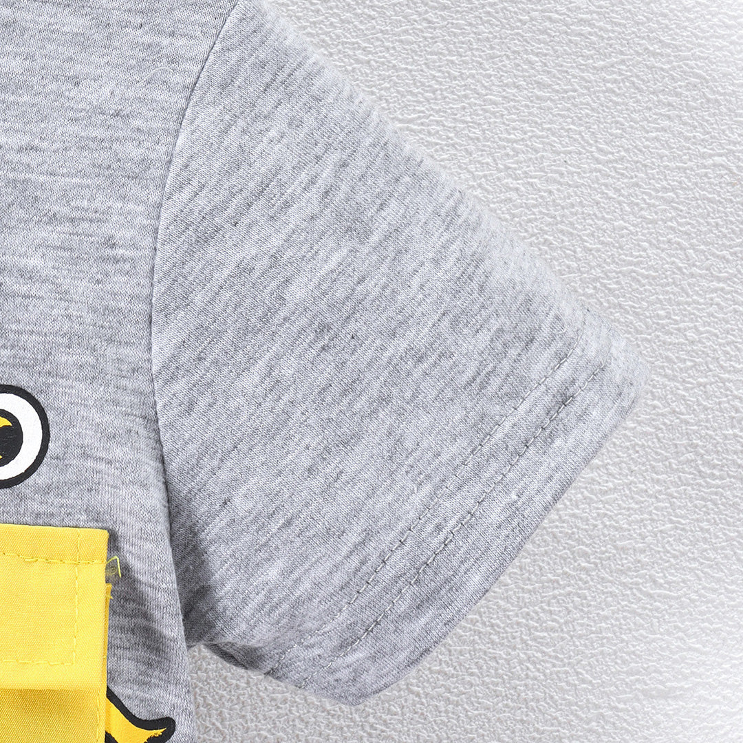 Boys Gray Short Sleeve Graphic T-Shirt With Shorts Set Sets   