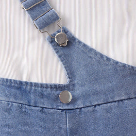 Girls Sleeveless Vest With Suspender Denim Shorts Set Sets   