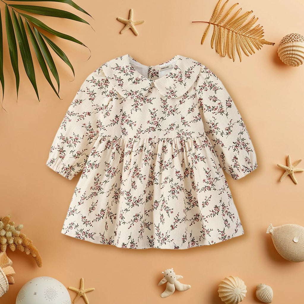Girls A-Line Floral Print Casual Dress Casual Dresses Apricot 1-2 Y 
