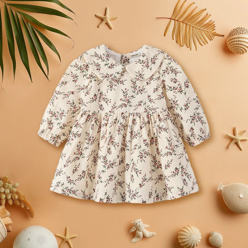 Girls A-Line Floral Print Casual Dress Casual Dresses Apricot 1-2 Y 