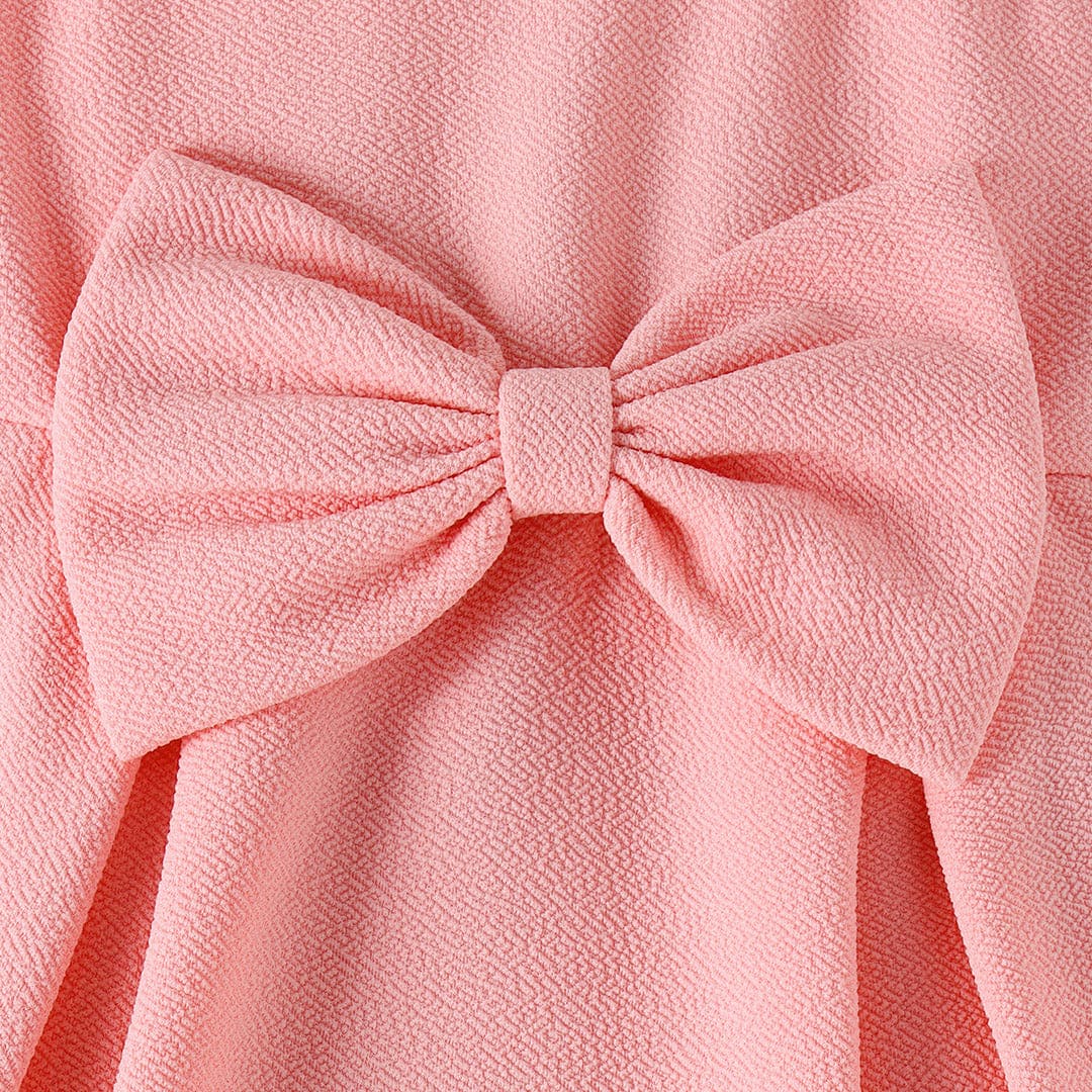 Girls One Shoulder Fit & Flare Dress With Bow Casual Dresses   