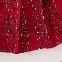 Girls Texture Jacket With High Neck Top & Pleated Skirt Set Sets   