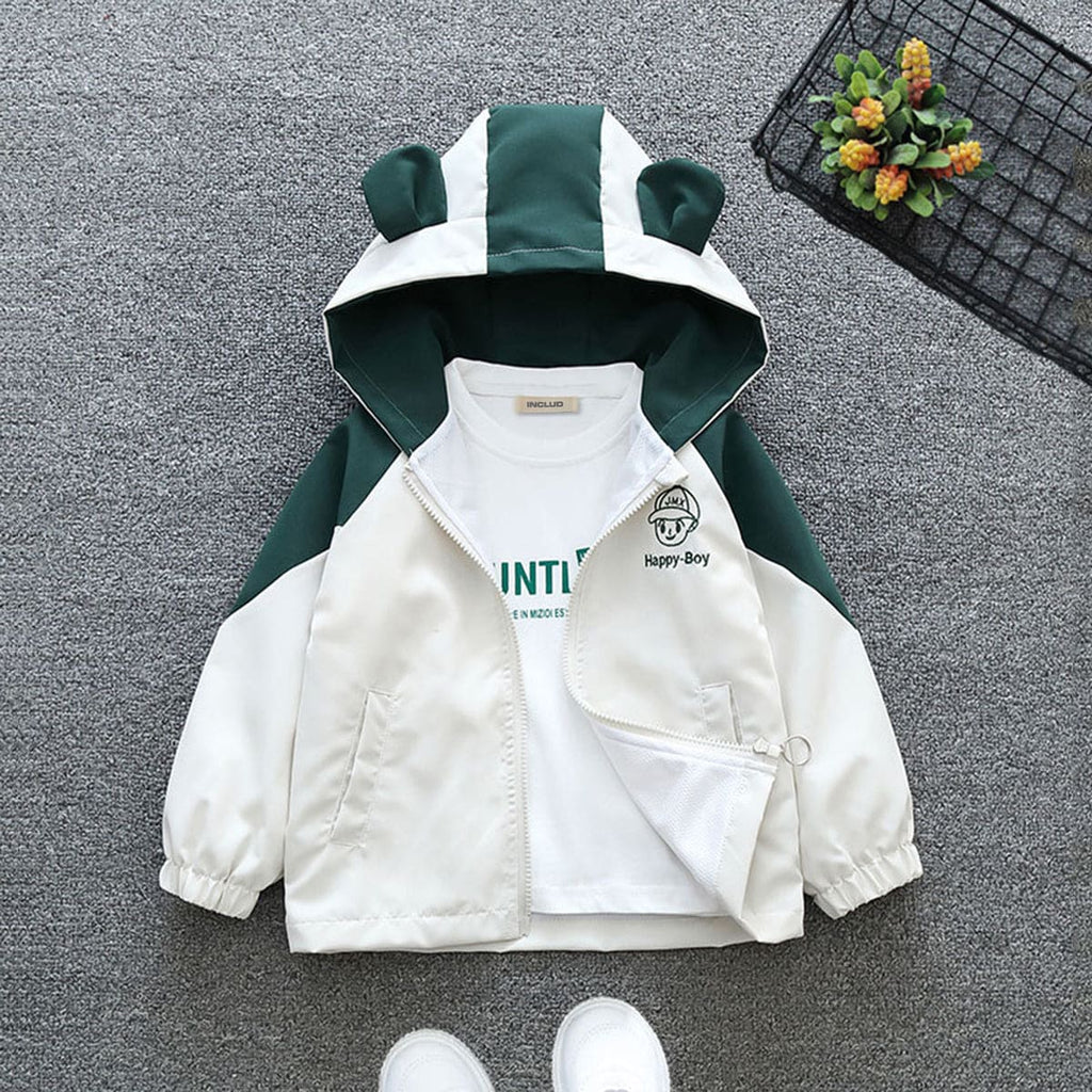 Boys Green Cute Boy Embroidered Front Open Trendy Fashion Jacket INCLUD