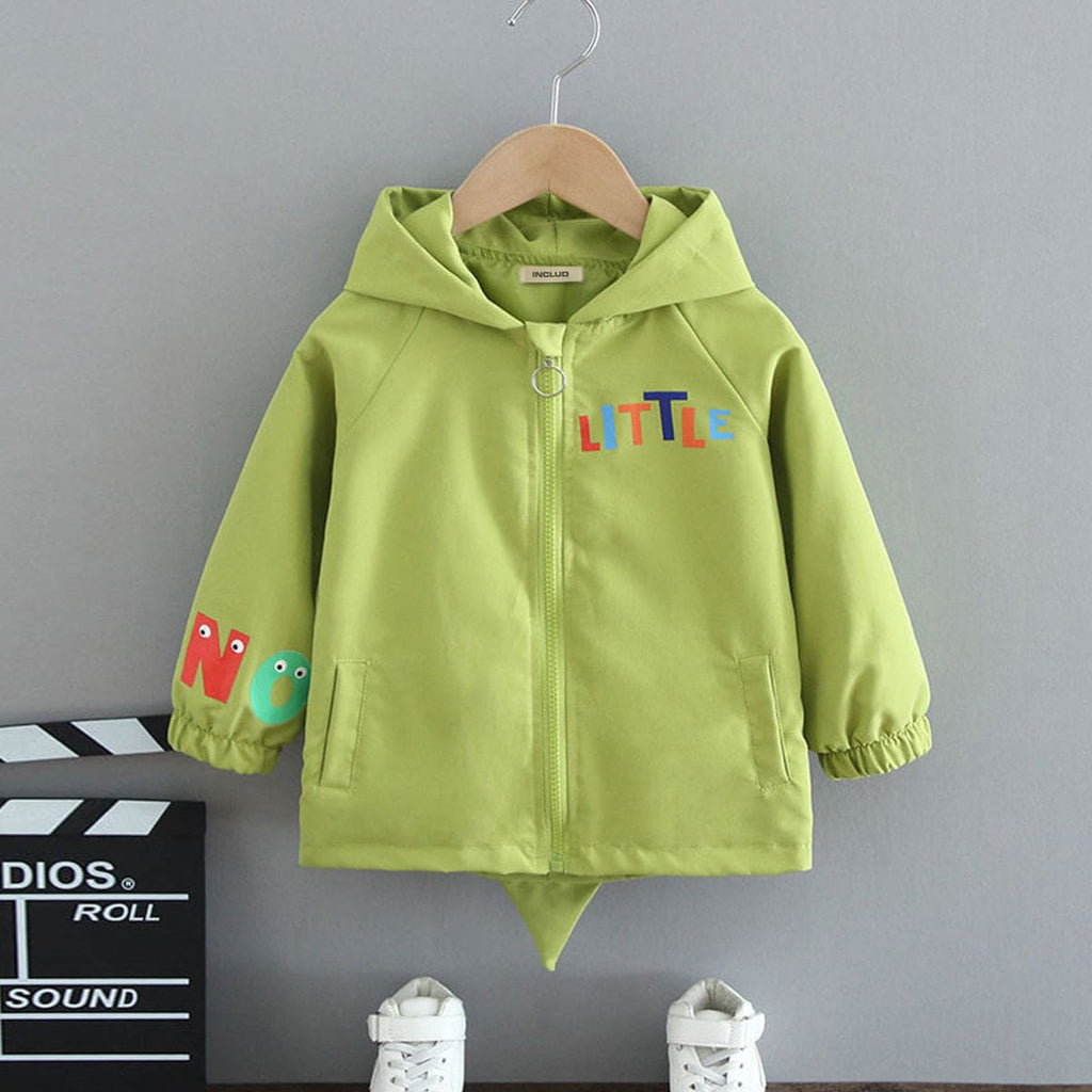 Boys Green Dino Printed Front Open Hooded Jacket Coats & Jackets Green 1-2 Y 