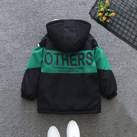 Boys Green Hooded Full Sleeves Fleece Line Jacket Coats & Jackets   