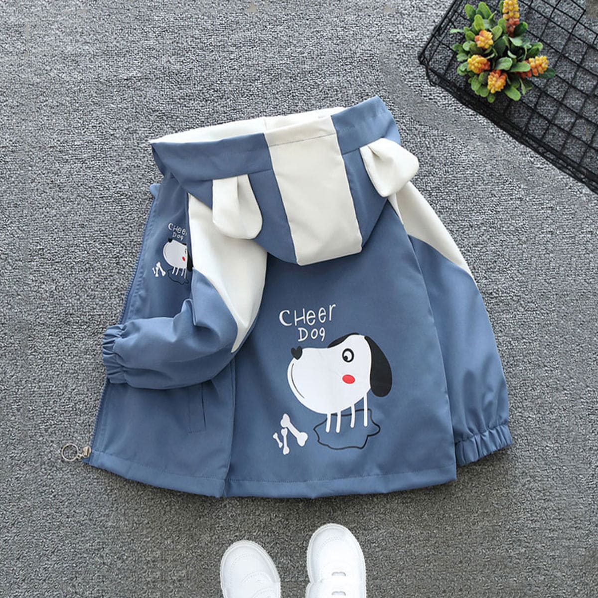 Boys Blue Dog Print Long Sleeve Hooded Jackets Coats & Jackets   