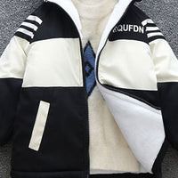 Boys White Hooded Full Sleeves Fleece Lined Jacket Coats & Jackets   