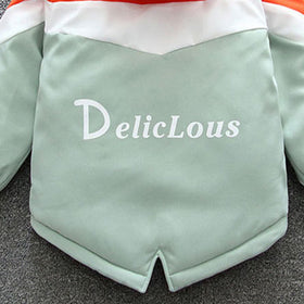 Girls Orange Colorblocked Hooded Fleece Jacket Coats & Jackets   