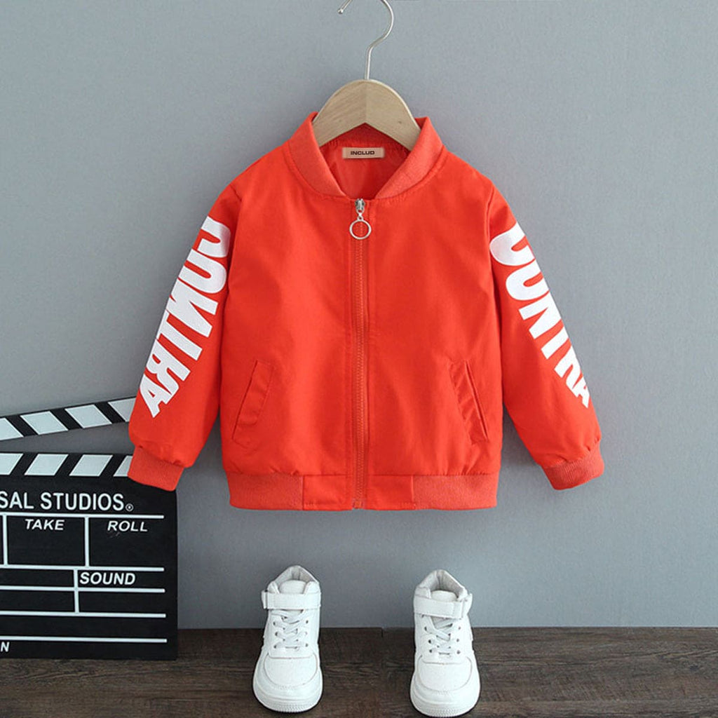 Boys Orange Printed Front Open Trendy Sports Jackets Coats & Jackets Orange 1-2 Y 