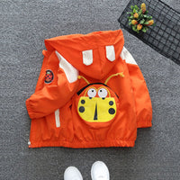 Boys Orange Ladybug Printed Front Open Hooded Fashion Jacket Coats & Jackets   