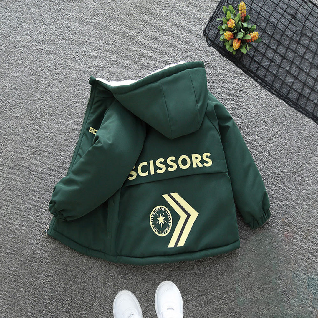 Boys Green Hooded Full Sleeves Fleece Jacket Coats & Jackets   