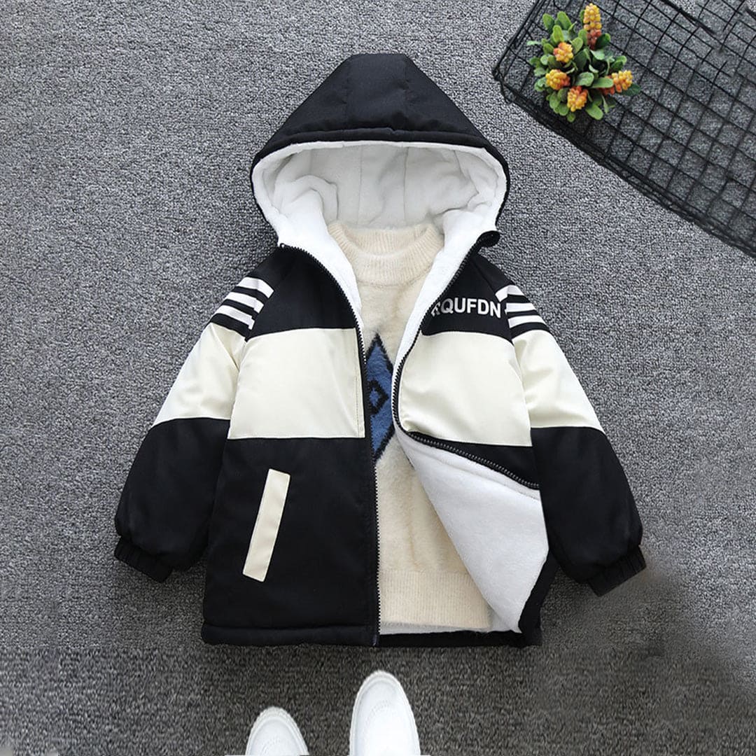 Boys White Fleece-Lined Hooded Winter Jacket – INCLUD