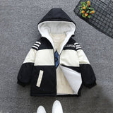 Boys White Hooded Full Sleeves Fleece Lined Jacket