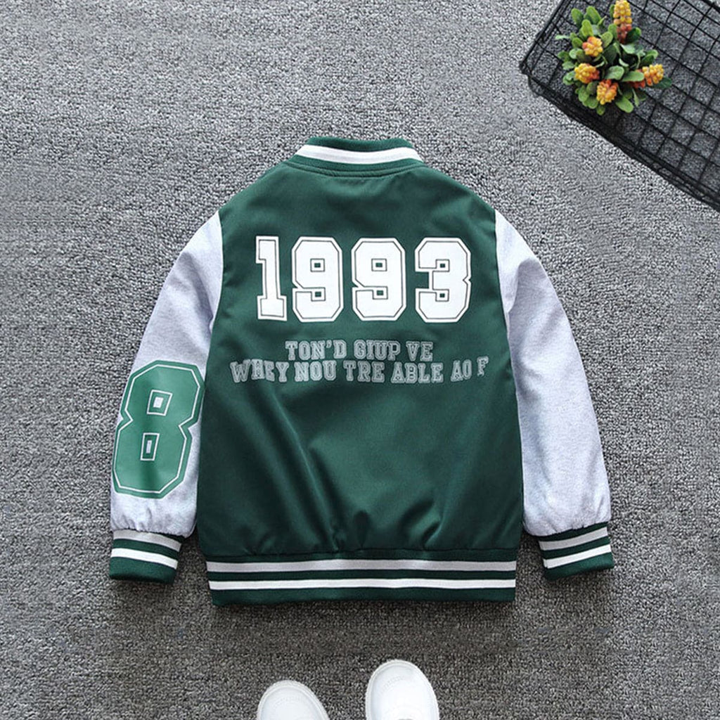 Boys Green Long Sleeve Printed Varsity Jackets Coats & Jackets Green 1-2 Y 