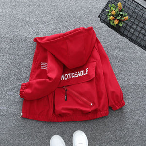 Boys Red Printed Fashion Jacket With Back Big Pockets Coats & Jackets   