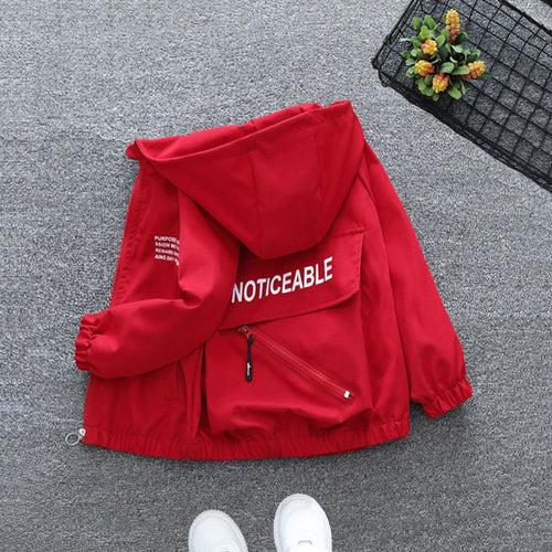 Boys Red Printed Fashion Jacket With Back Big Pockets Coats & Jackets   