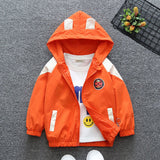 Boys Orange Ladybug Printed Front Open Hooded Fashion Jacket