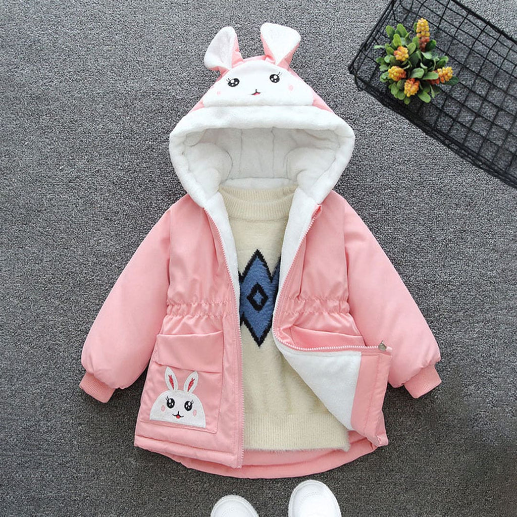 Girls Pink Hooded Patchwork Fleece Jacket Coats & Jackets Pink 1-2 Y 