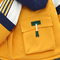 Boys Yellow Color-blocked Back Pocket Fleece Lined Jacket Coats & Jackets   