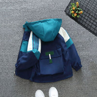 Boys Navy Colorblocked Hooded Jacket Coats & Jackets   