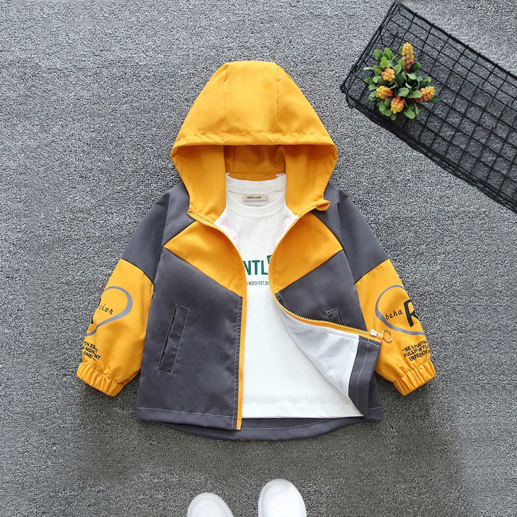 Boys Yellow Windbreaker Hooded Jacket With Side Pockets Coats & Jackets Yellow 1-2 Y 