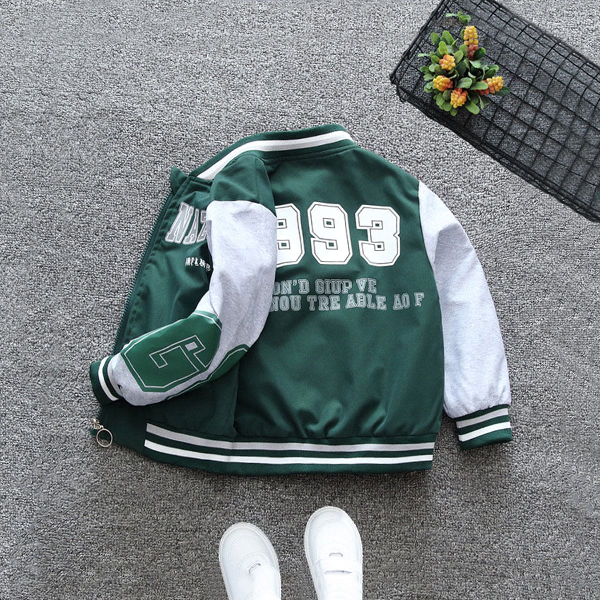 Boys Green Long Sleeve Printed Varsity Jackets Coats & Jackets   