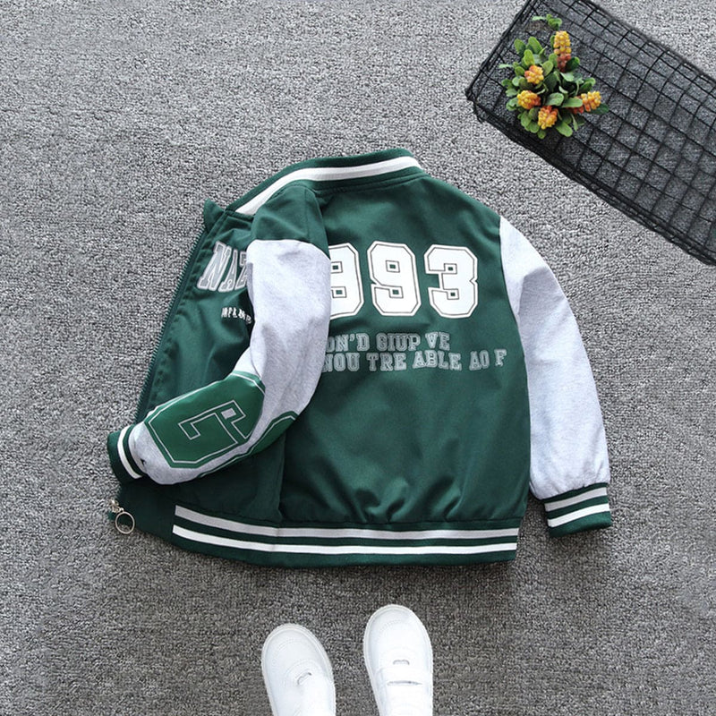 Boys Green Long Sleeve Printed Varsity Jackets Coats & Jackets   