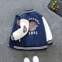 Boys Blue Basketball Print Front Open Trendy Sporty Jacket Coats & Jackets   
