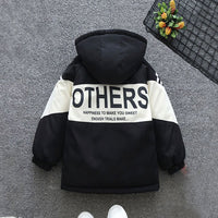 Boys White Hooded Full Sleeves Fleece Lined Jacket Coats & Jackets   