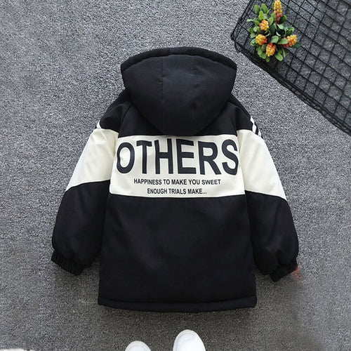 Boys White Hooded Full Sleeves Fleece Lined Jacket Coats & Jackets   