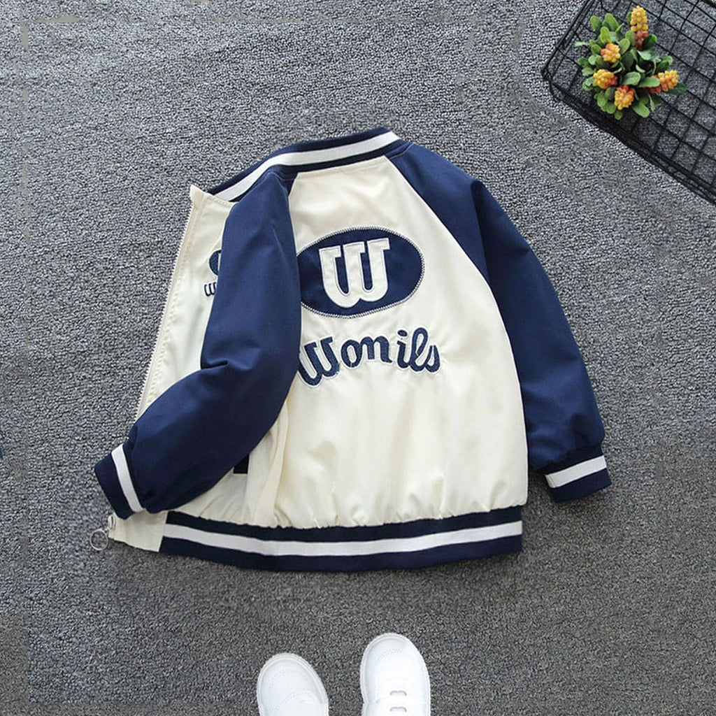 Boys Blue Printed Front Open Trendy Jacket With Side Pockets Coats & Jackets   
