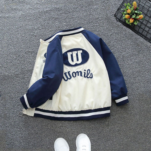 Boys Blue Printed Front Open Trendy Jacket With Side Pockets Coats & Jackets   