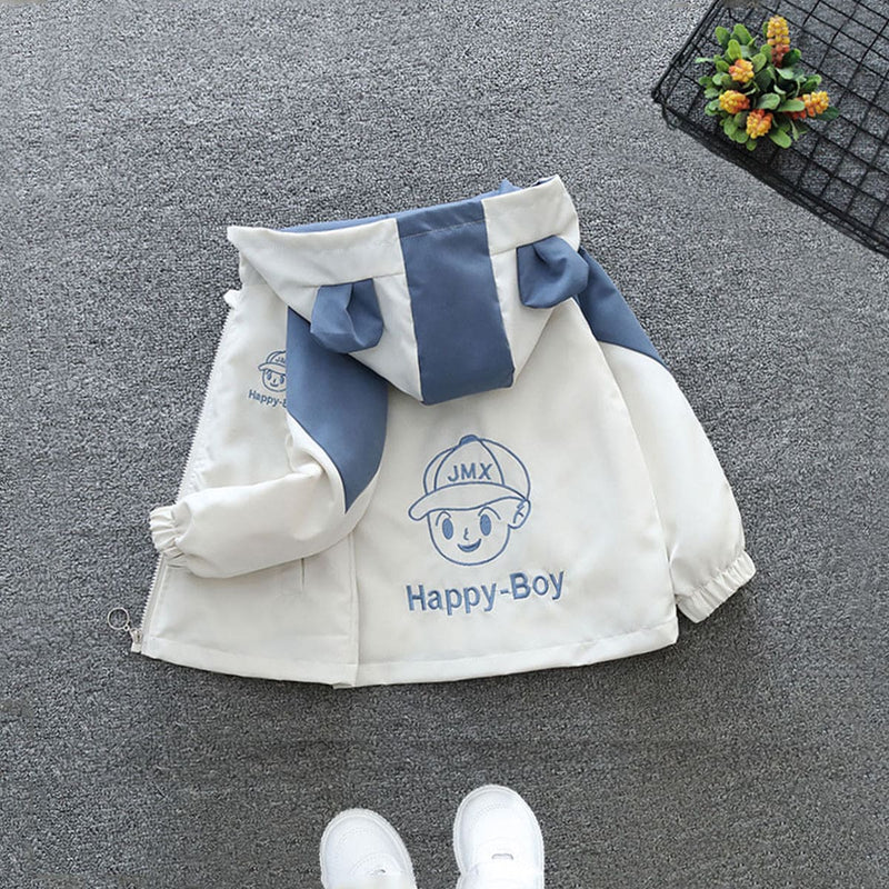 Boys Blue Cute Boy Printed Front Open Trendy Fashion Jacket Coats & Jackets
