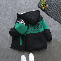 Boys Green Hooded Full Sleeves Fleece Line Jacket Coats & Jackets   