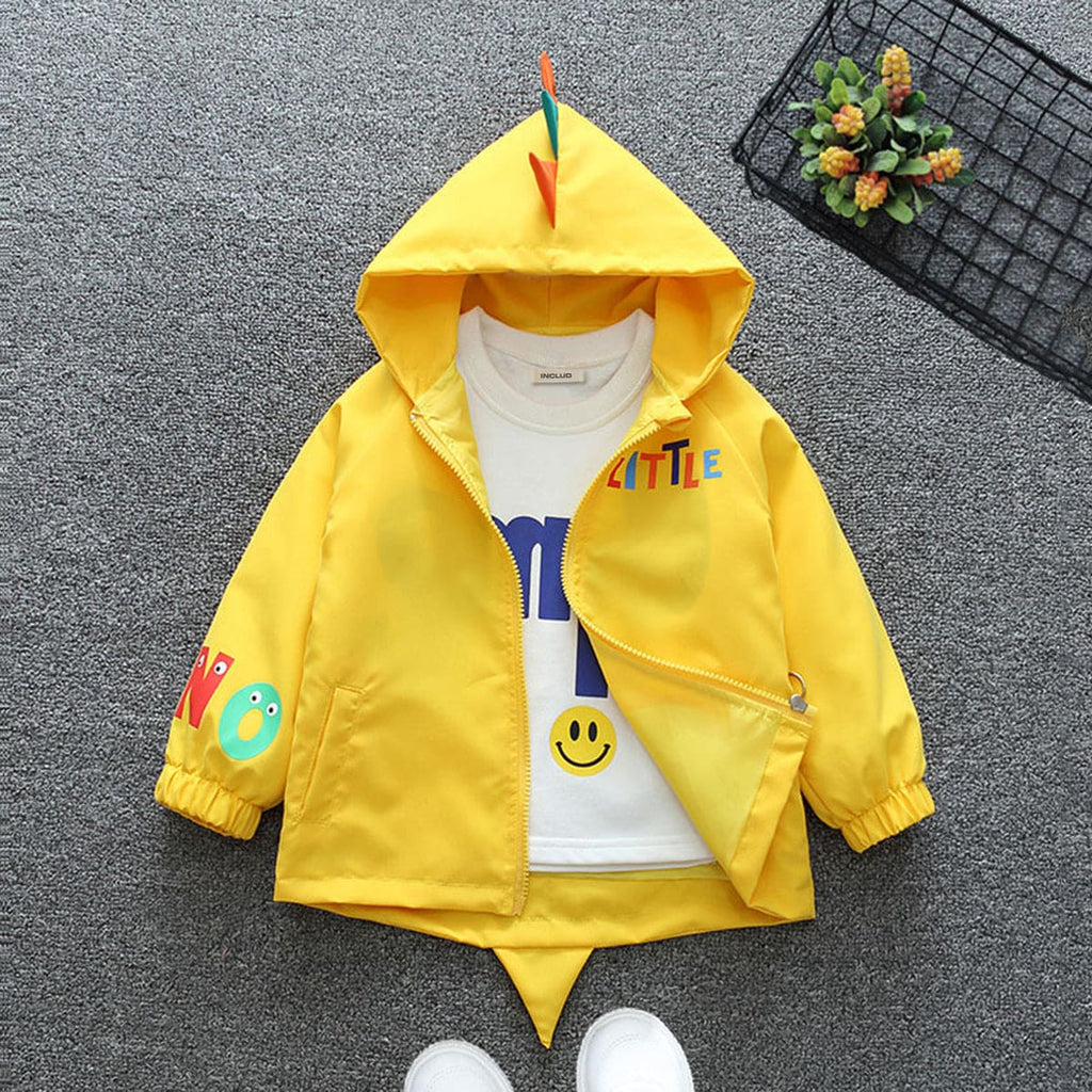 Boys Yellow Dinosaur Printed Hooded Long Sleeve Jacket Coats & Jackets Yellow 1-2 Y 