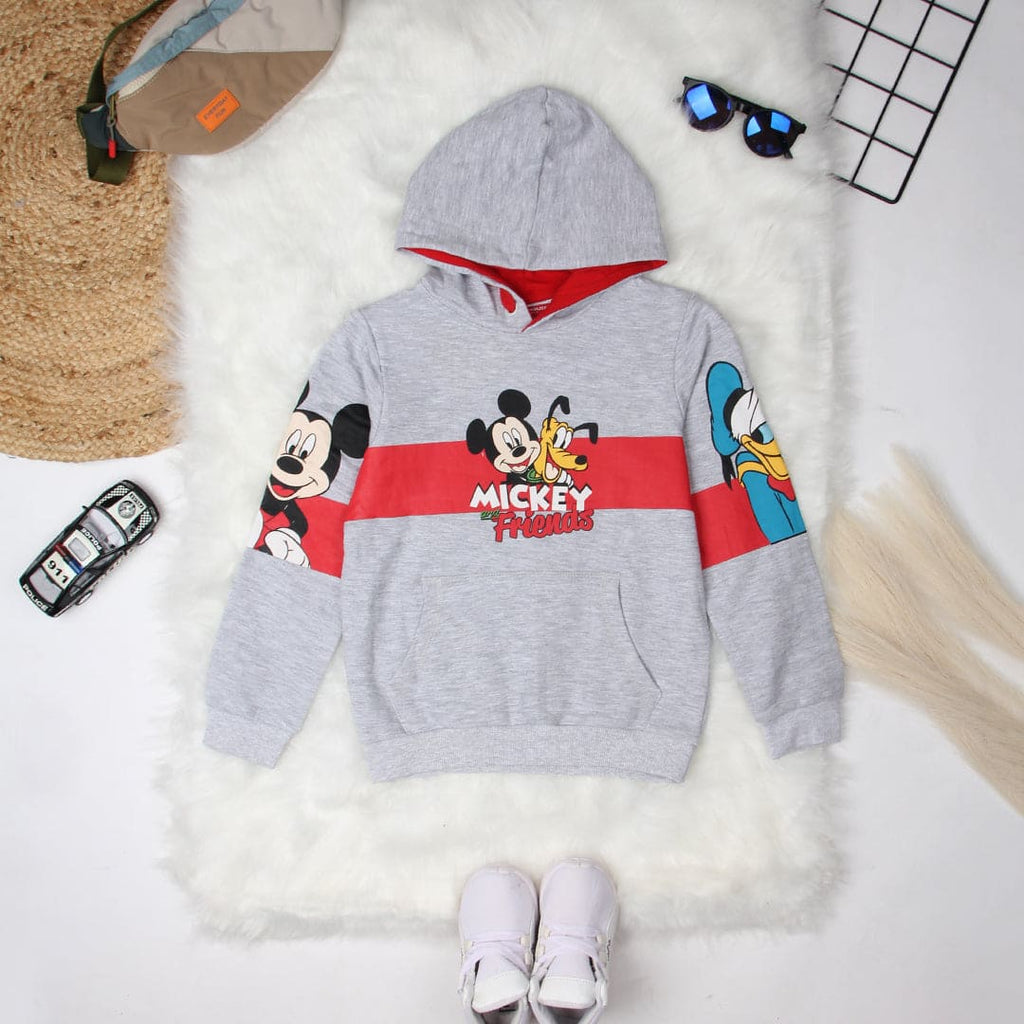 Boys Grey Cartoon Print Hooded Sweatshirt with Trouser Set Sets Gray 2-3 Y 