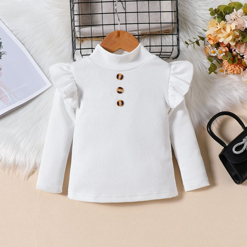 Girls White High Neck Top With Faux Leather Skirt Set Sets   
