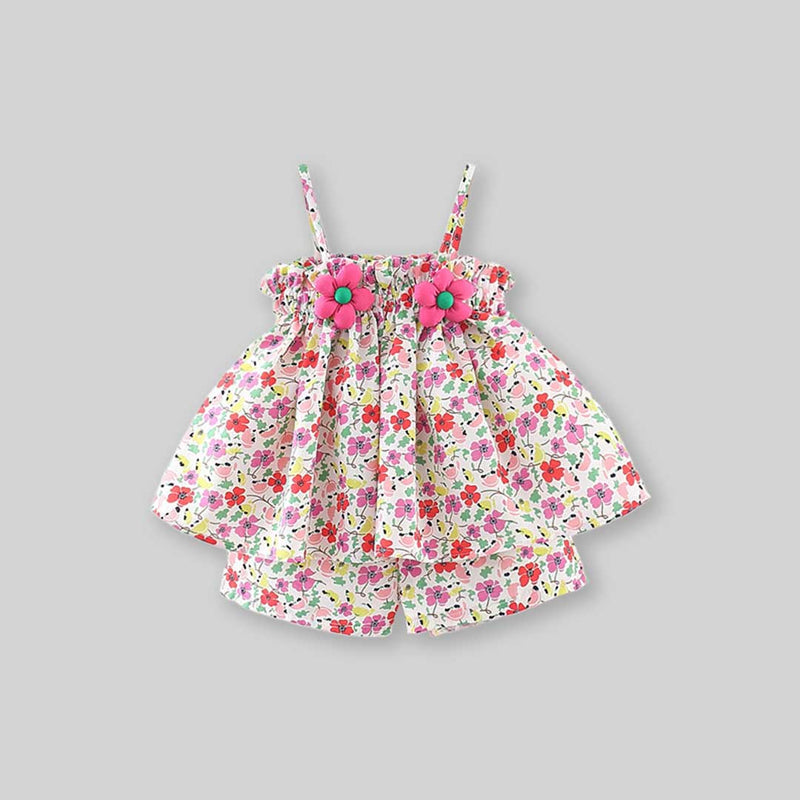 Girls Floral Printed Top With Floral Shorts Set 2 pc. Sets   