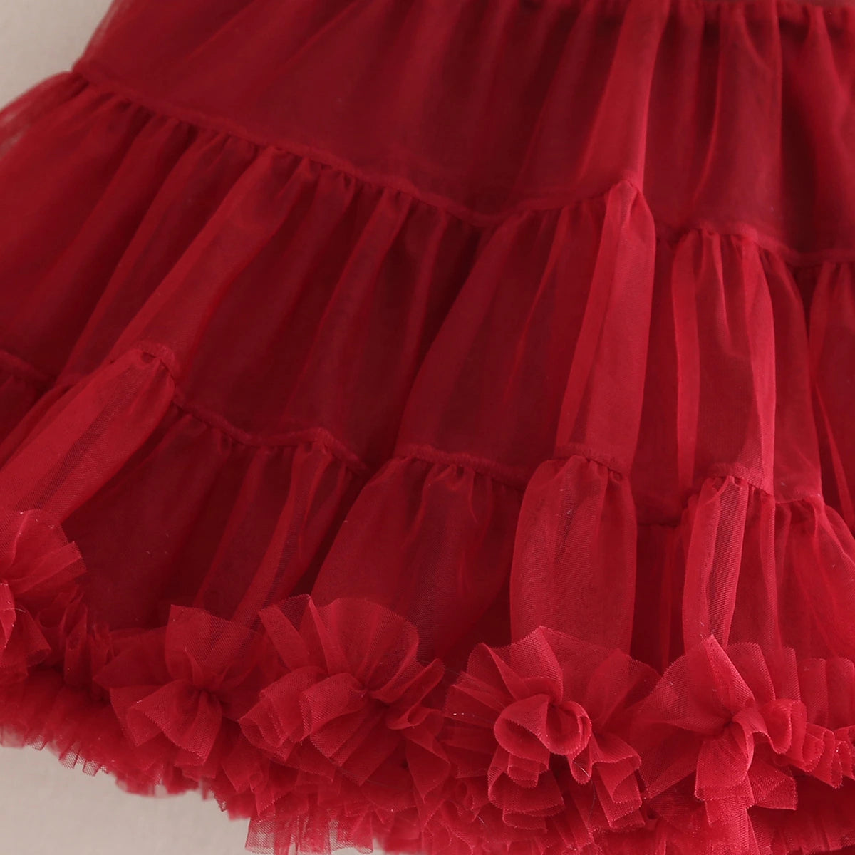 Girls Ruffle Sleeveless Top With Maroon Tiered Tulle Skirts Set Sets