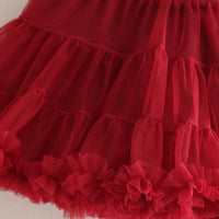 Girls Ruffle Sleeveless Top With Maroon Tiered Tulle Skirts Set Sets