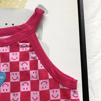 Girls Red Smiley Printed Sleeveless A-Line Dress Casual Dresses