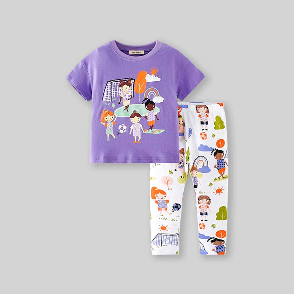Girls Printed T-shirt with Legging Set Sets   