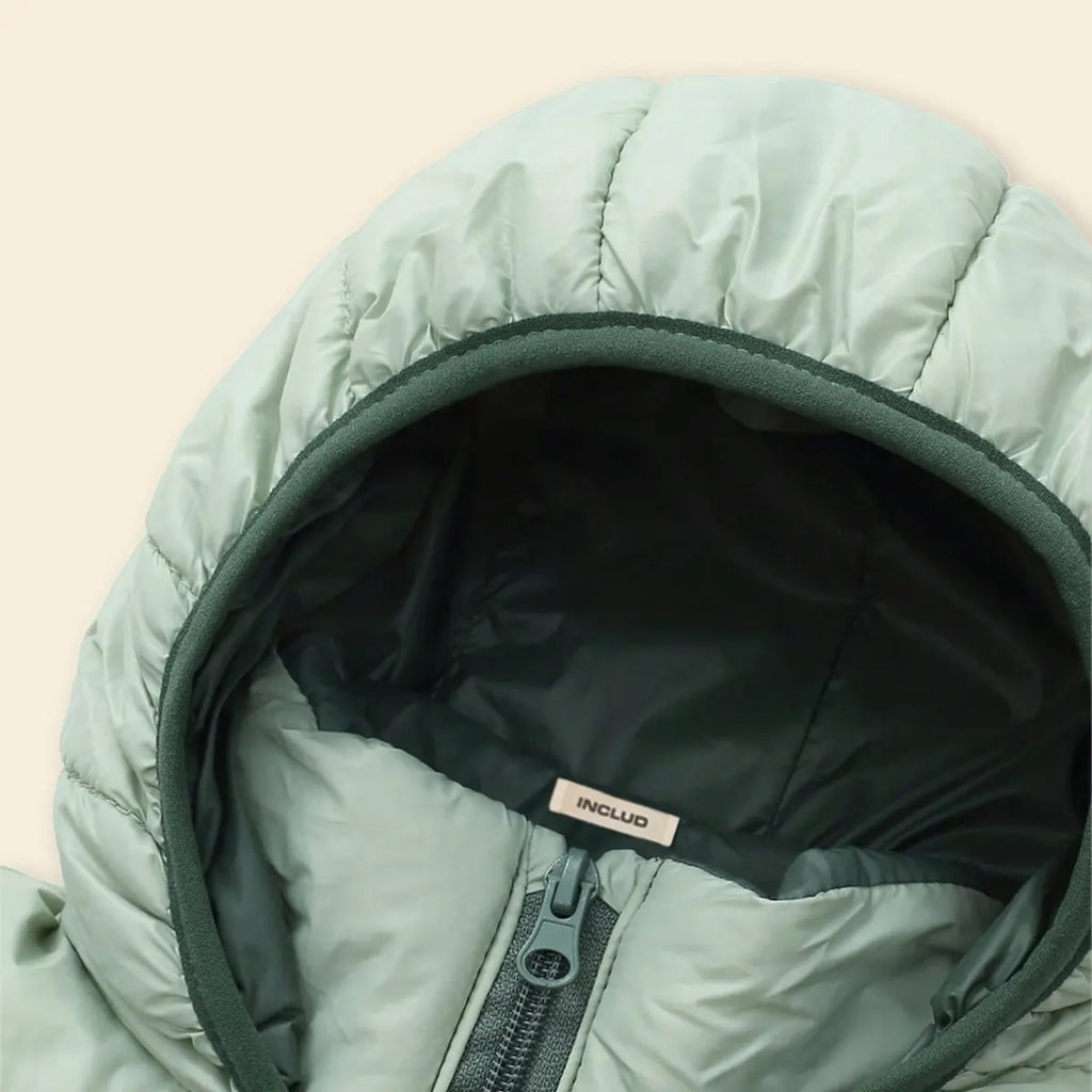 Boys Green Colorblocked Hooded Puffer Jacket Coats & Jackets