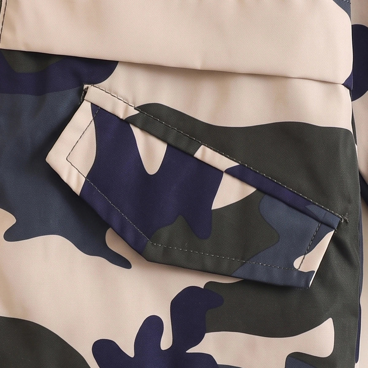 Boys Green Camouflage Print Hooded Zip-up Jacket Coats & Jackets