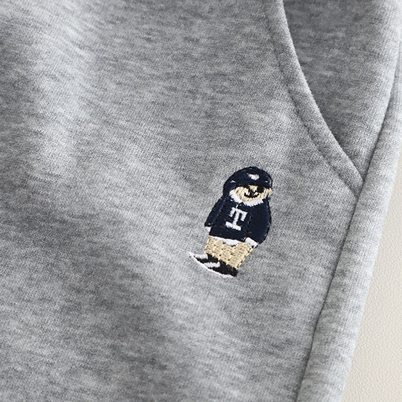 Boys Grey Typographic Embroidered Sweatshirt With Pants Set 2 pc. Sets