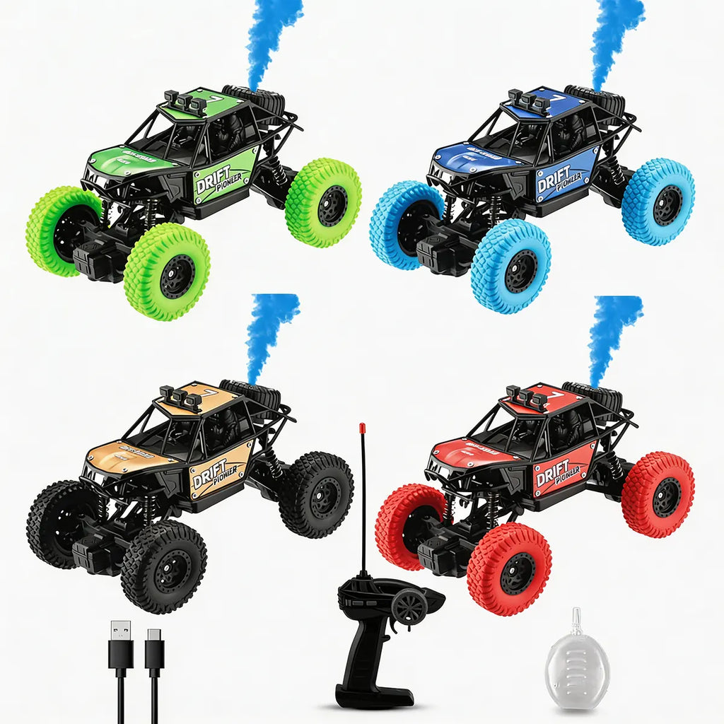 Kids Blue Rechargeable RC Monster Truck with Smoke Effect Trending Accessories