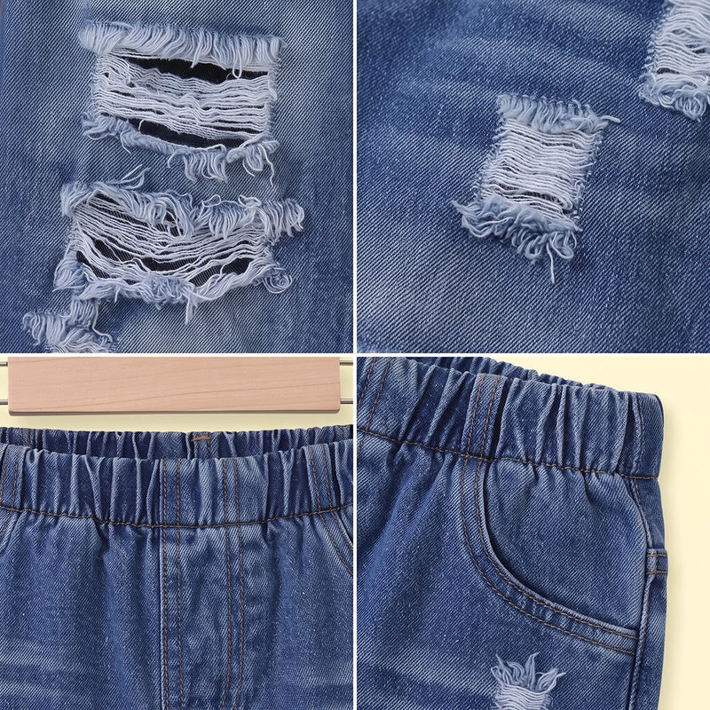 Girls Blue Distressed Jeans Pants